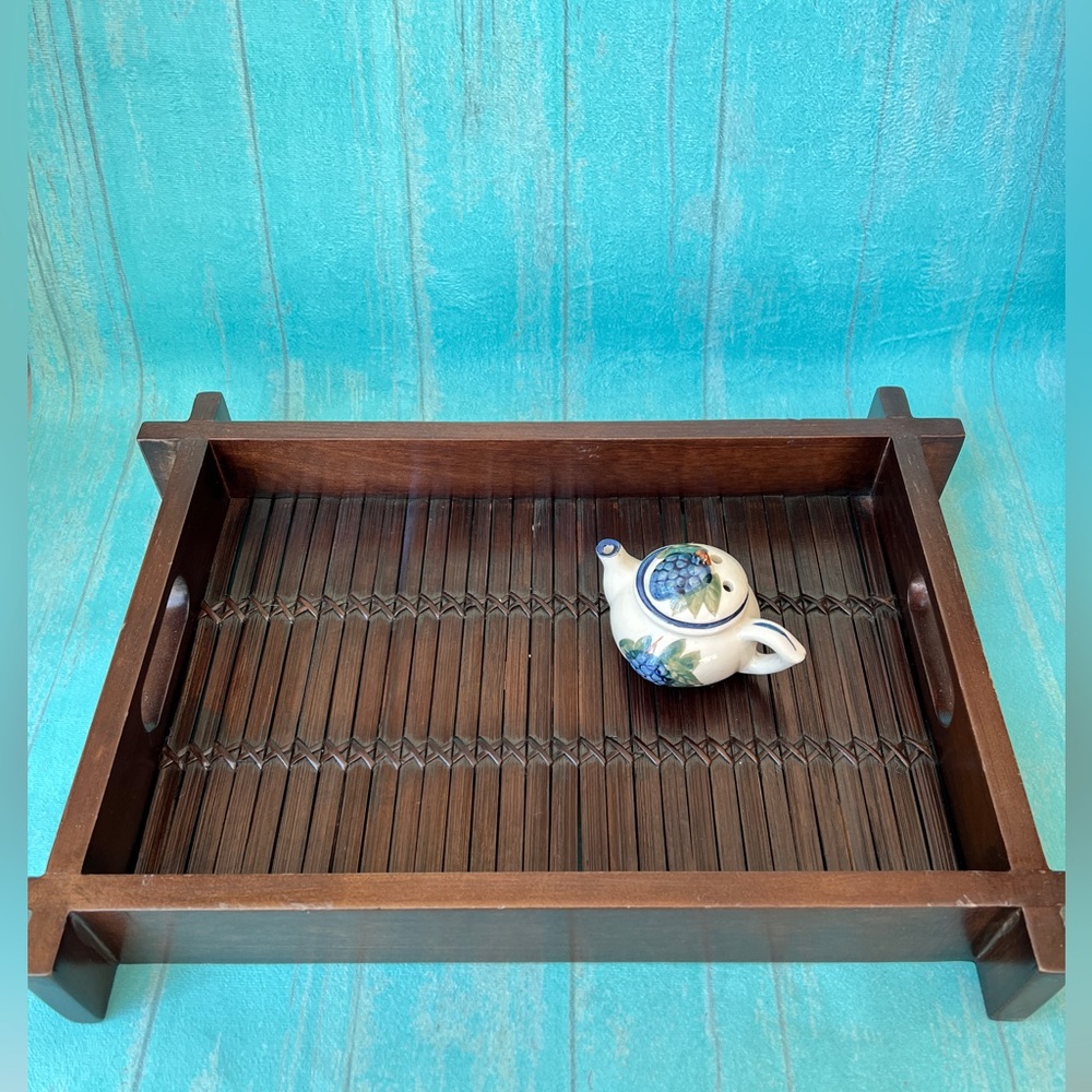 Hand made brown wooden tray